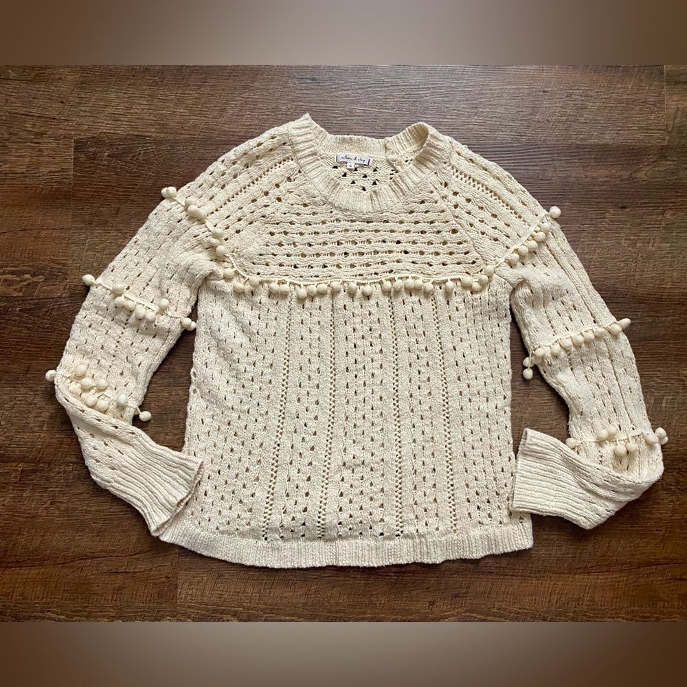 WILLOW & CLAY open-knit Crochet 
 sweater cottage chic soft delicate sz S EUC - Picture 13 of 15